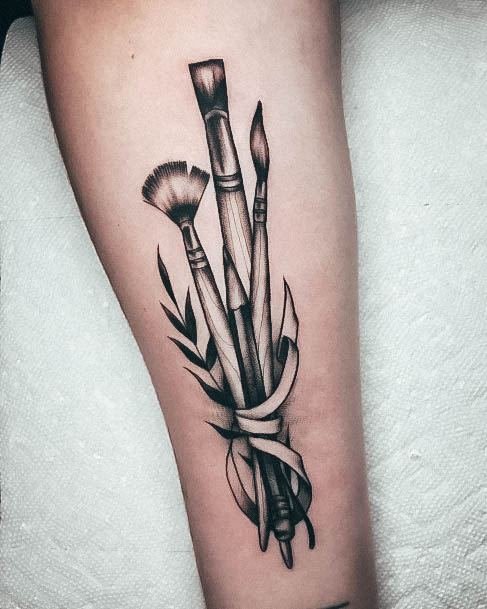 Sprinkling Makeup Brush Tattoo Design