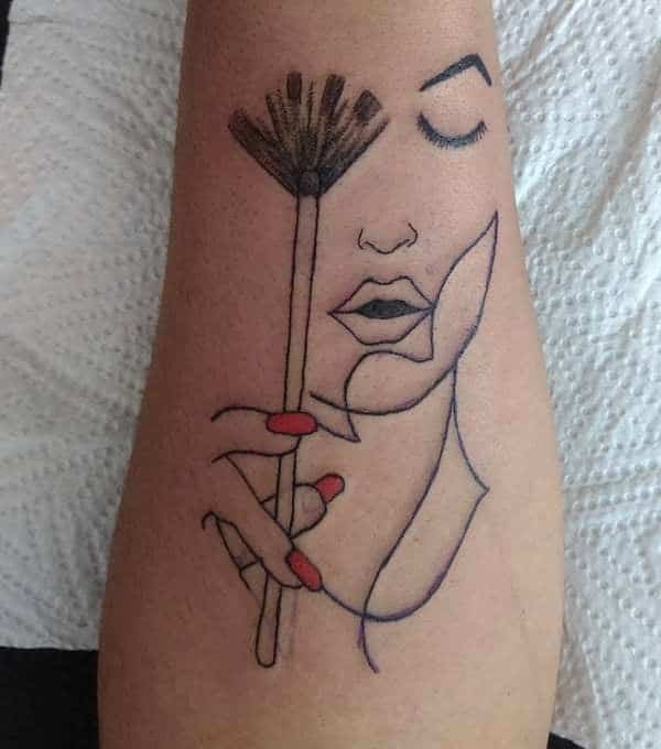 Pretty Makeup Brush Tattoo Design